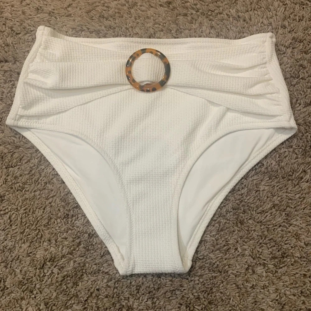 New Old Navy High Waist Ribbed White Bikini Bottom size M